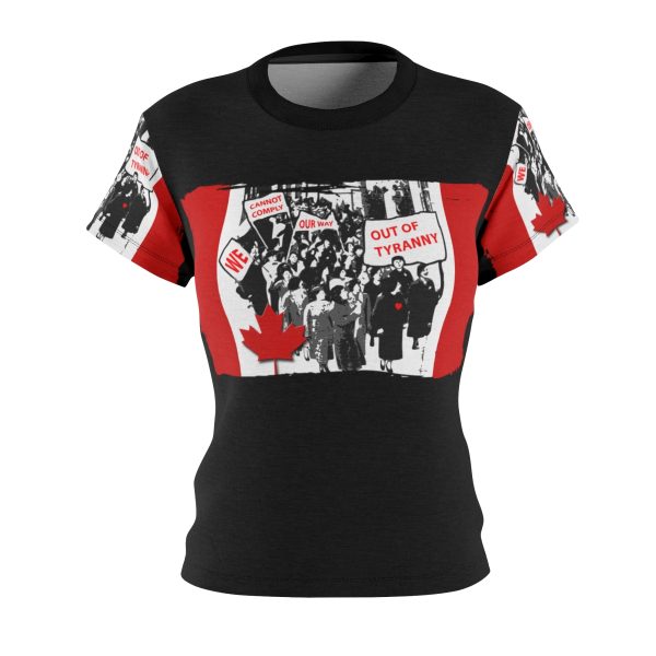 Women's Cut & Sew Tee (AOP)  - We Cannot Comply Our Way Out Of Tyranny - Black BG - Image 2