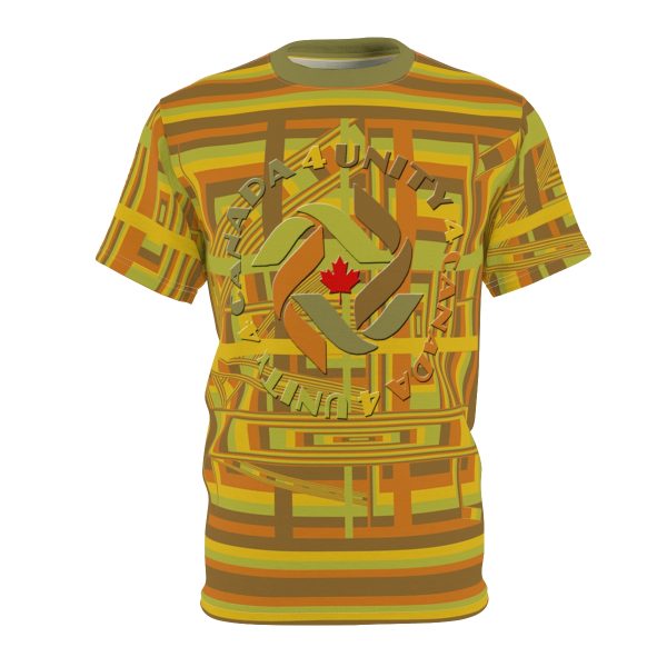 Unisex Cut & Sew Tee (AOP) - END RACE BASED LAW - Earth Tones - Geometric BG - Image 2