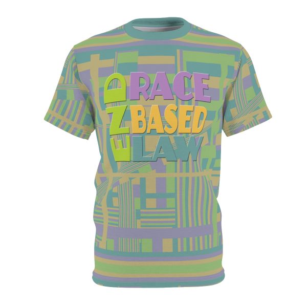 Unisex Cut & Sew Tee (AOP) - END RACE BASED LAW - Pastels Pale Geometric BG - Image 2