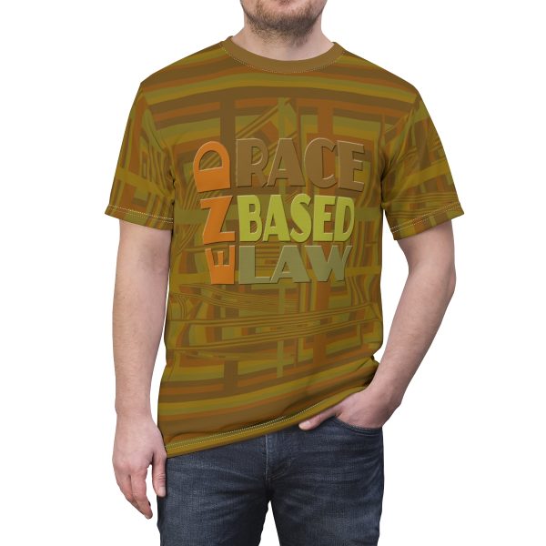 Unisex Cut & Sew Tee (AOP) - END RACE BASED LAW - Earth Tones - Brown Geometric BG
