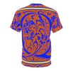 Unisex Cut & Sew Tee (AOP) - Q Orange - Blue BG - Image 2