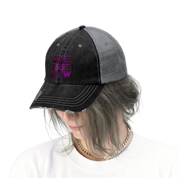 Unisex Trucker Hat - END RACE BASED LAW - Purples - Image 8