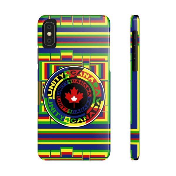 Slim Phone Cases - Unity4Canada - Multi Coloured - Geometric BG - Image 41
