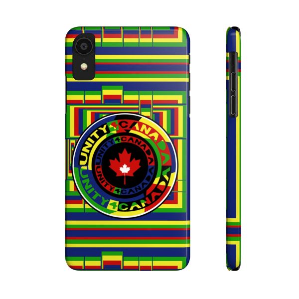 Slim Phone Cases - Unity4Canada - Multi Coloured - Geometric BG - Image 38