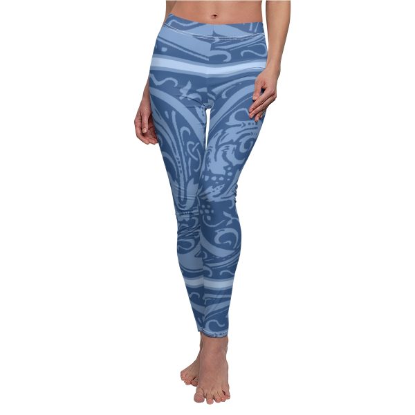 Women's Cut & Sew Casual Leggings (AOP) - Q Blue - Blue BG