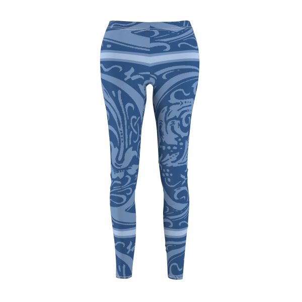 Women's Cut & Sew Casual Leggings (AOP) - Q Blue - Blue BG - Image 2