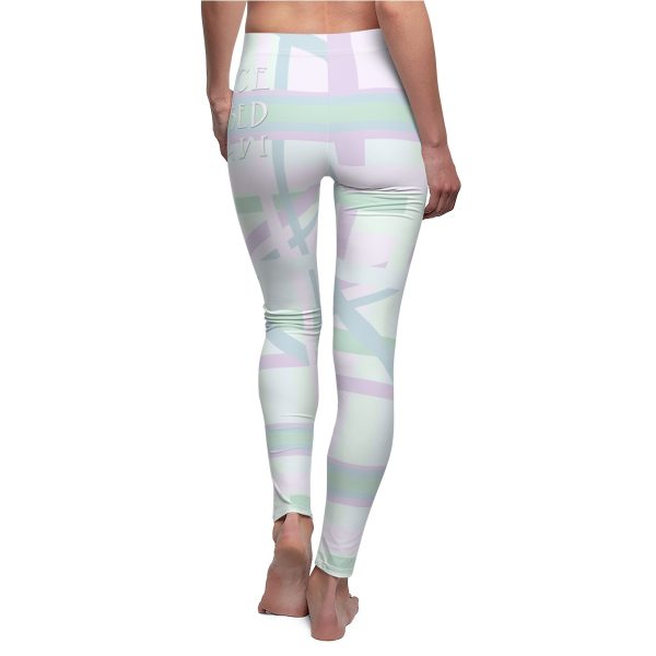 Women's Cut & Sew Casual Leggings (AOP) - END RACE BASED LAW - Tinted Whites - Geometric BG - Image 7
