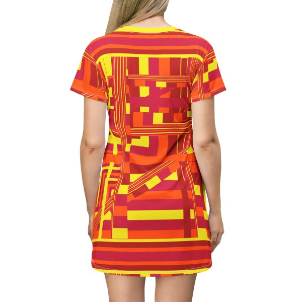 T-Shirt Dress (AOP) - Unity4Canada - Sunset - Geometric BG - Image 3