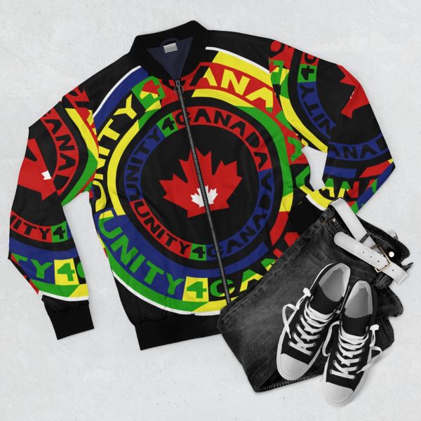 Men's Bomber Jacket (AOP) - Unity4Canada - Multi Coloured - Image 4