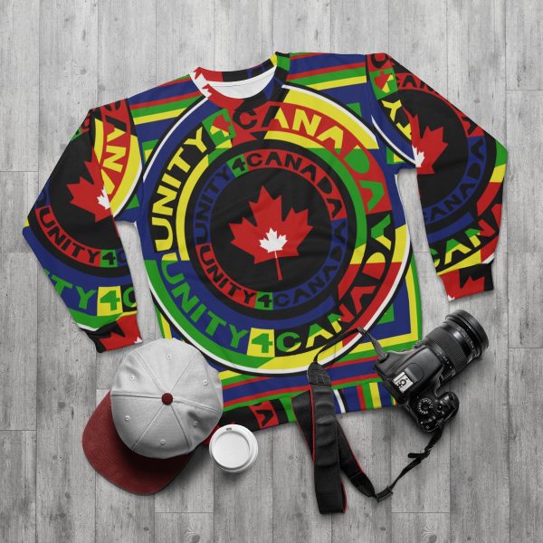 Unisex Sweatshirt (AOP)- Unity4Canada - Multi Coloured - Geometric BG