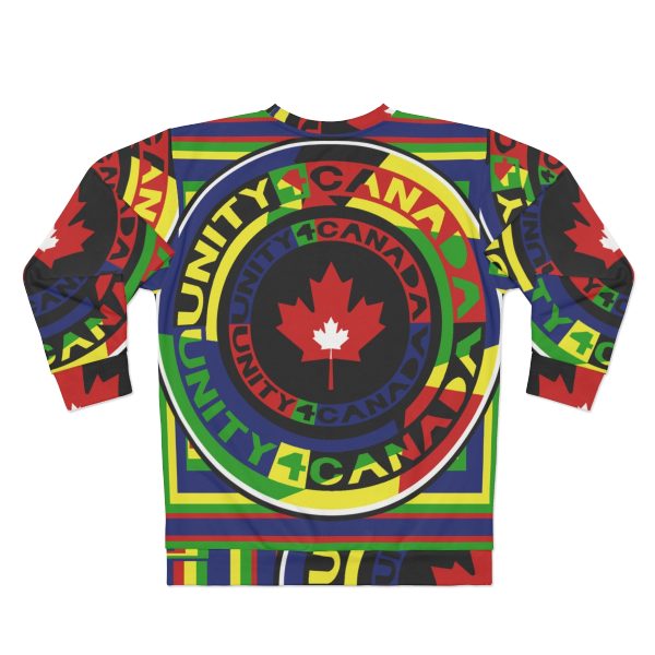 Unisex Sweatshirt (AOP)- Unity4Canada - Multi Coloured - Geometric BG - Image 3