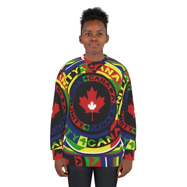 Unisex Sweatshirt (AOP)- Unity4Canada - Multi Coloured - Geometric BG - Image 5