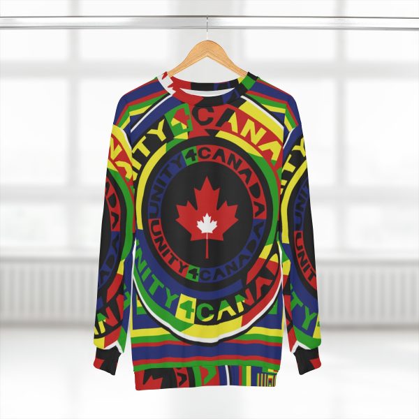 Unisex Sweatshirt (AOP)- Unity4Canada - Multi Coloured - Geometric BG - Image 6