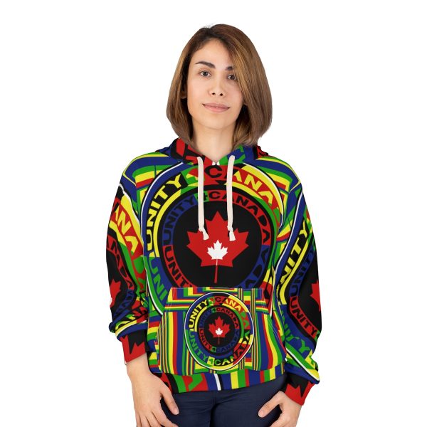 Unisex Pullover Hoodie (AOP) - Unity4Canada - Multi Coloured - Geometric BG