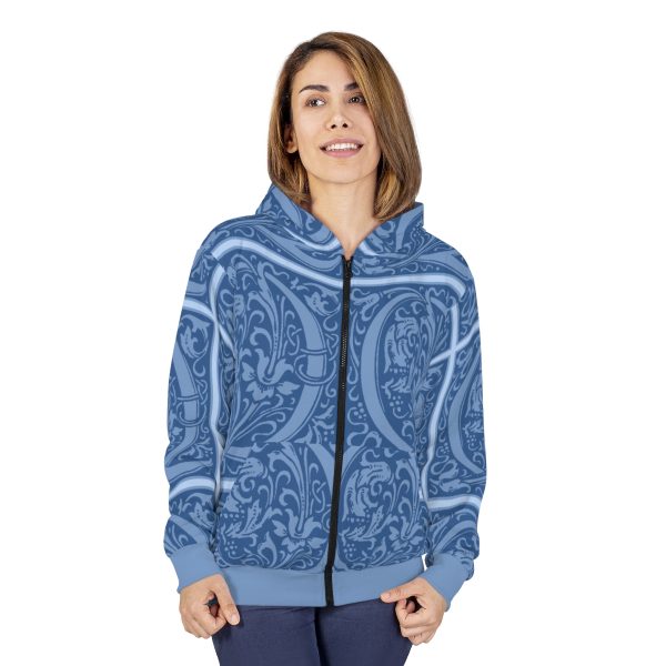 Unisex Zip Hoodie (AOP) - Q Blue - Blue BG - Image 5