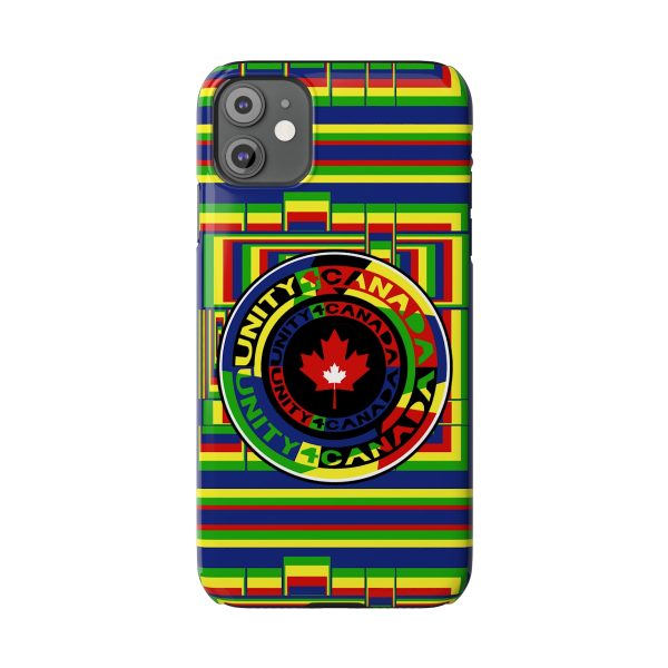 Slim Phone Cases - Unity4Canada - Multi Coloured - Geometric BG - Image 17