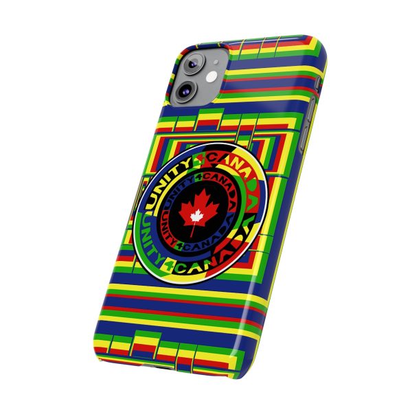 Slim Phone Cases - Unity4Canada - Multi Coloured - Geometric BG - Image 18
