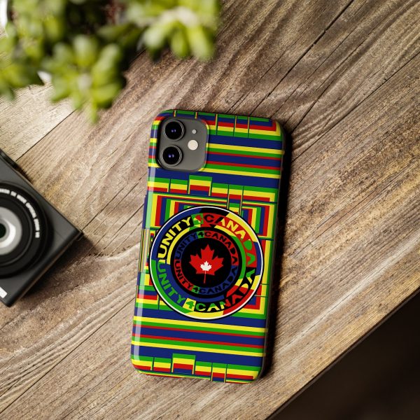 Slim Phone Cases - Unity4Canada - Multi Coloured - Geometric BG - Image 19