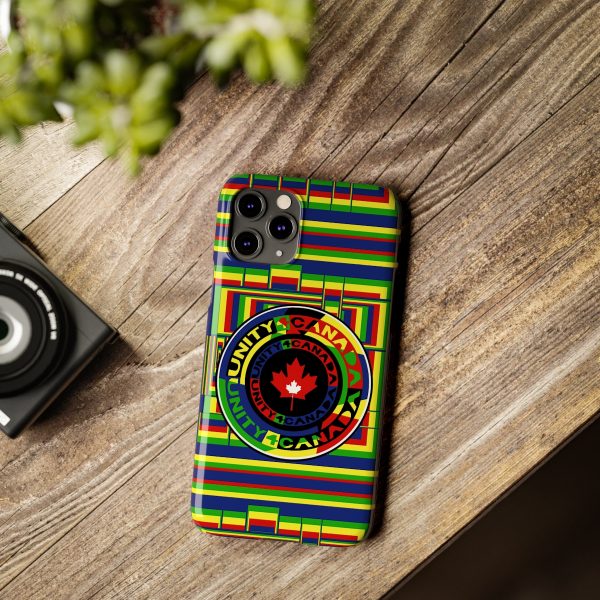 Slim Phone Cases - Unity4Canada - Multi Coloured - Geometric BG - Image 24