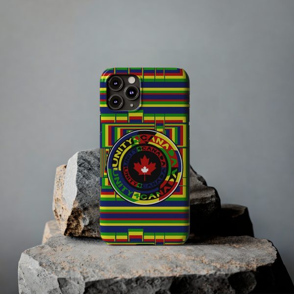 Slim Phone Cases - Unity4Canada - Multi Coloured - Geometric BG - Image 25
