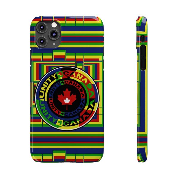 Slim Phone Cases - Unity4Canada - Multi Coloured - Geometric BG - Image 26