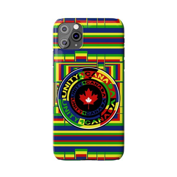 Slim Phone Cases - Unity4Canada - Multi Coloured - Geometric BG - Image 27