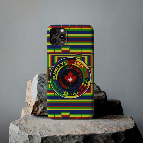 Slim Phone Cases - Unity4Canada - Multi Coloured - Geometric BG - Image 30
