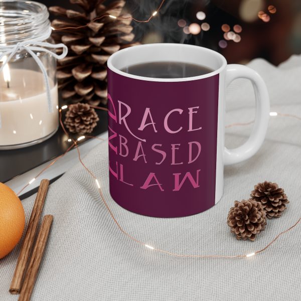 Ceramic Mug 11oz- END RACE BASED LAW - Pinks - Purple BG
