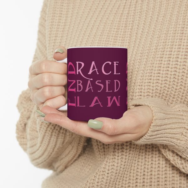 Ceramic Mug 11oz- END RACE BASED LAW - Pinks - Purple BG - Image 10