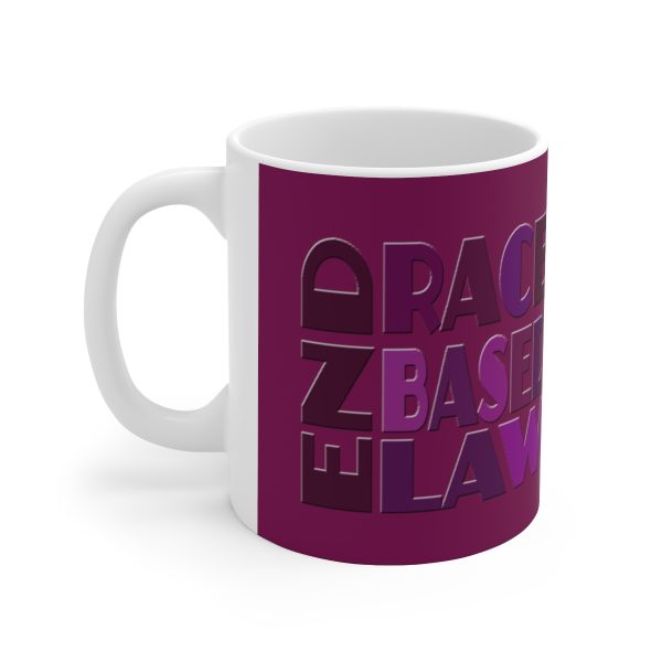 Ceramic Mug 11oz - END RACE BASED LAW - Purples - Purple BG - Image 2