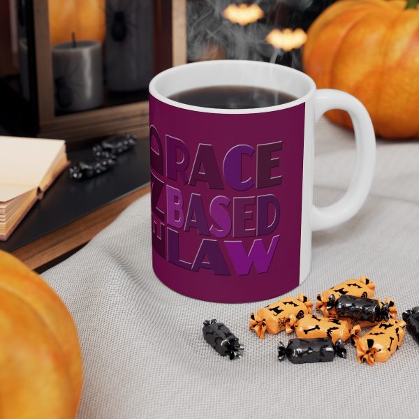 Ceramic Mug 11oz - END RACE BASED LAW - Purples - Purple BG - Image 6