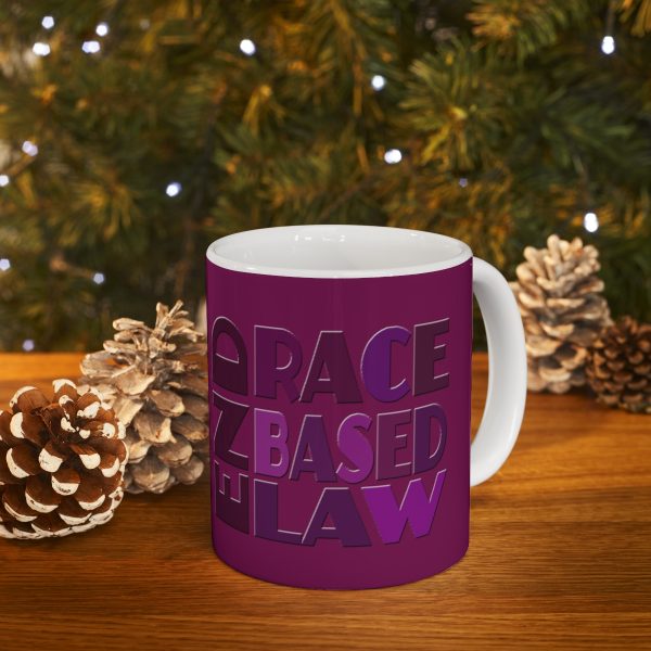 Ceramic Mug 11oz - END RACE BASED LAW - Purples - Purple BG - Image 9