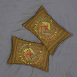 Spun Polyester Lumbar Pillow - Unity4Canada -  Earth Tones - Geometric BG