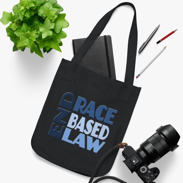 Organic Canvas Tote Bag - END RACE BASED LAW - Blues - Image 11