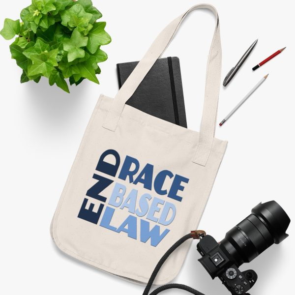 Organic Canvas Tote Bag - END RACE BASED LAW - Blues - Image 7