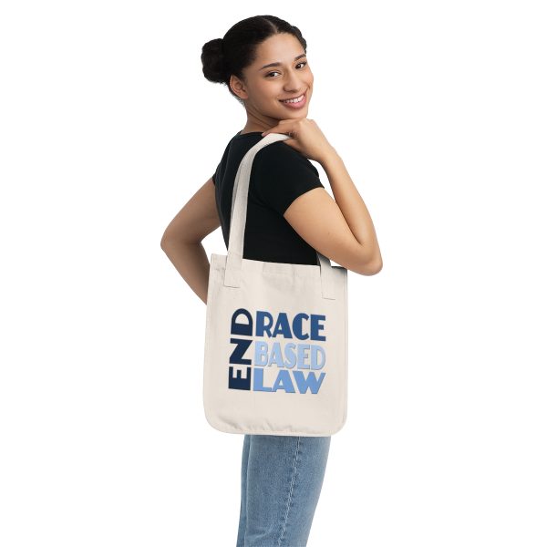 Organic Canvas Tote Bag - END RACE BASED LAW - Blues - Image 8