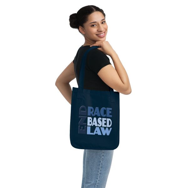 Organic Canvas Tote Bag - END RACE BASED LAW - Blues