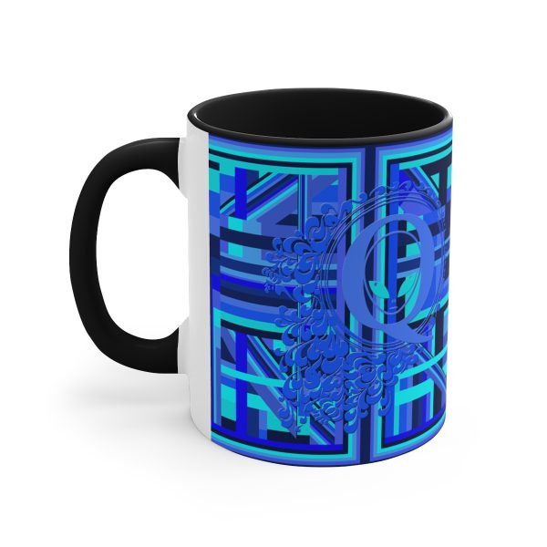 Accent Coffee Mug, 11oz - Q Splash Geometric Multi Blue BG - Image 6