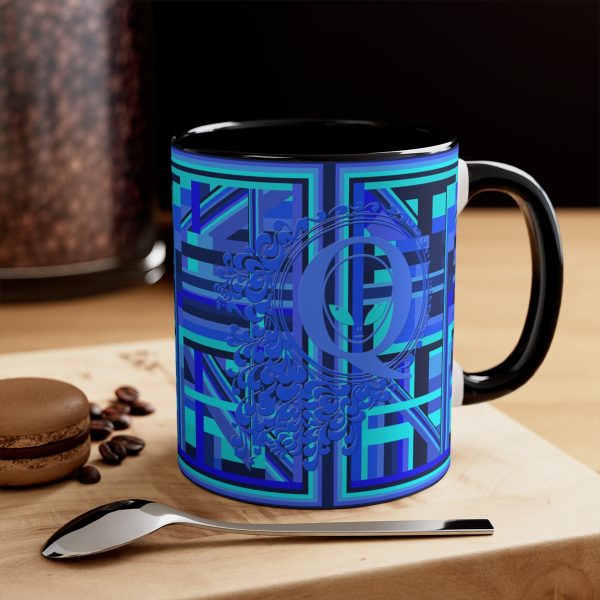 Accent Coffee Mug, 11oz - Q Splash Geometric Multi Blue BG - Image 8