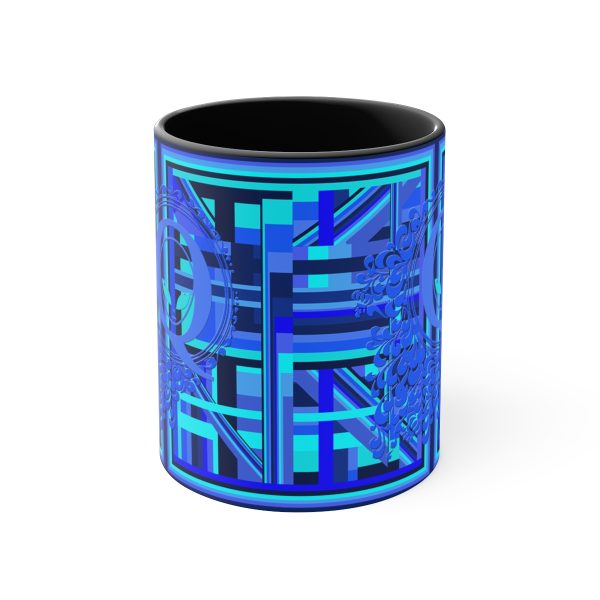 Accent Coffee Mug, 11oz - Q Splash Geometric Multi Blue BG - Image 5