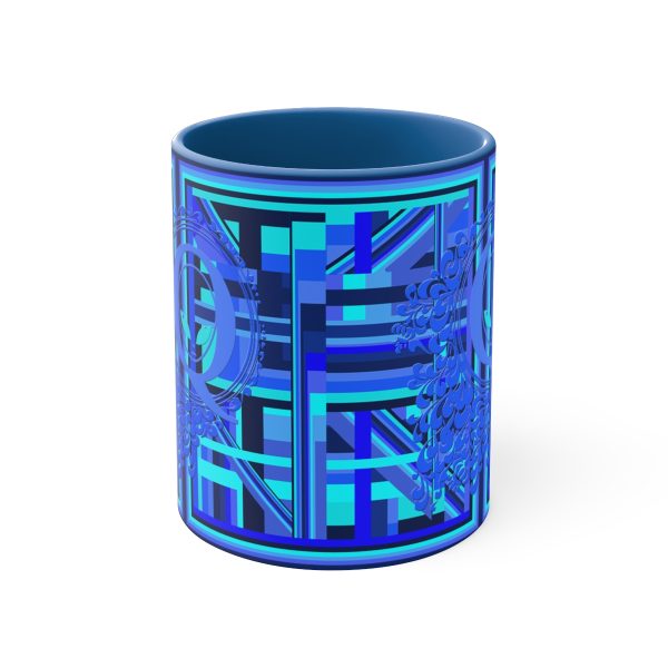 Accent Coffee Mug, 11oz - Q Splash Geometric Multi Blue BG - Image 2