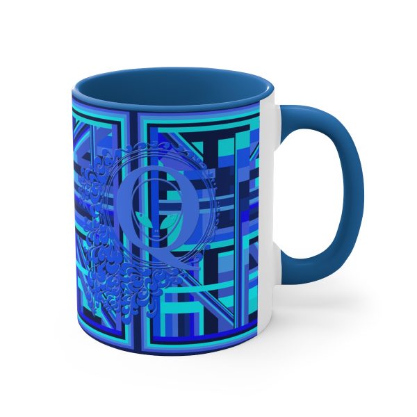 Accent Coffee Mug, 11oz - Q Splash Geometric Multi Blue BG - Image 4