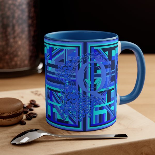 Accent Coffee Mug, 11oz - Q Splash Geometric Multi Blue BG