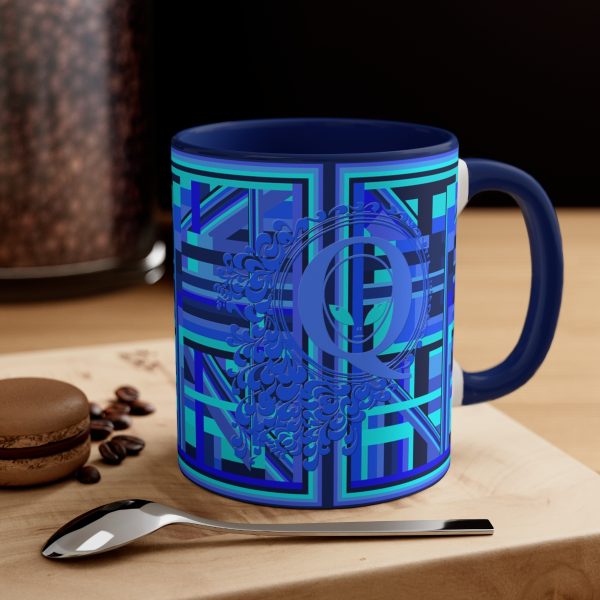 Accent Coffee Mug, 11oz - Q Splash Geometric Multi Blue BG - Image 12