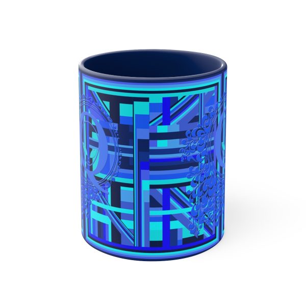 Accent Coffee Mug, 11oz - Q Splash Geometric Multi Blue BG - Image 9