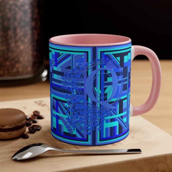 Accent Coffee Mug, 11oz - Q Splash Geometric Multi Blue BG - Image 16