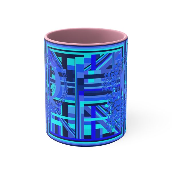 Accent Coffee Mug, 11oz - Q Splash Geometric Multi Blue BG - Image 13