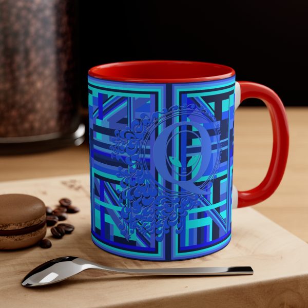 Accent Coffee Mug, 11oz - Q Splash Geometric Multi Blue BG - Image 20