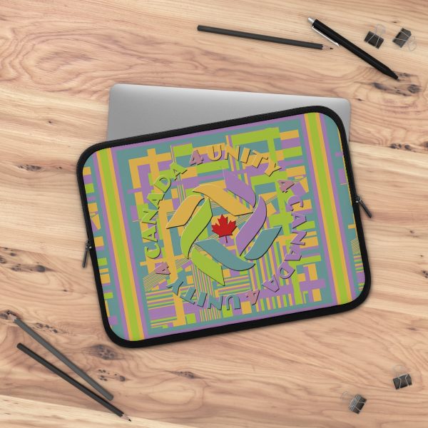Laptop Sleeve- Unity4Canada - Pastels - Geometric BG - Image 23