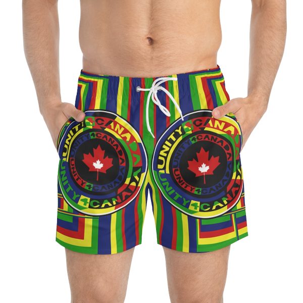 Swim Trunks (AOP) - Unity4Canada - Multi Coloured - Geometric BG - Image 13